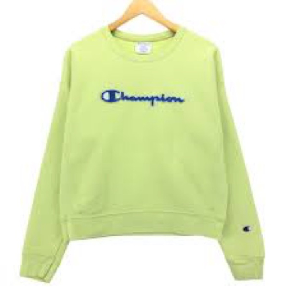 Champion Women's Bright Green Crew Neck Sweater